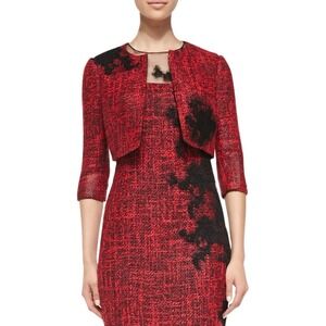 Teri Jon Wool Tweed Pattern Bolero Jacket And Dress Size 2